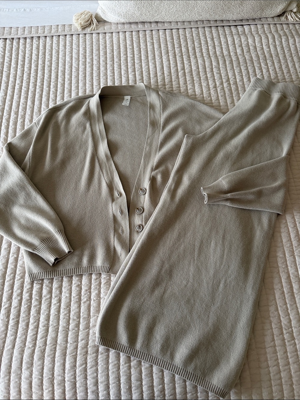 Yogalicious Taupe Button V-Neck Cardigan Set